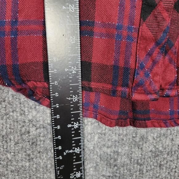 RAILS Hunter Red Plaid Metallic Long Sleeve Collared Button Up Top SIZE MEDIUM - Picture 4 of 10